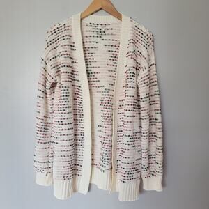 Maurices Christmas Holiday Open Cardigan Sweater Winter White Sz M Festive Cozy